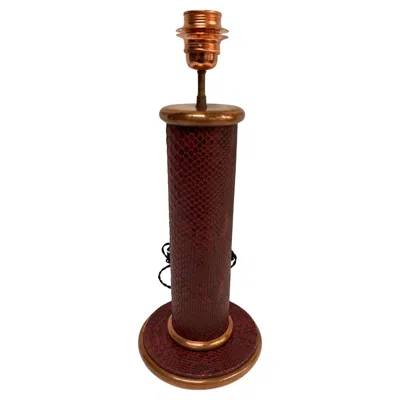 Pre-owned Hermes 1950's Table Lamp Covered With Python Skin Attributed To Hermès In Brown