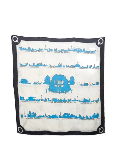 Pre-owned Hermes 1953 Les Ponts De Paris Silk Scarf In Neutral