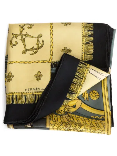 Pre-owned Hermes 1953 Vue Du Carrosse La Galère La Réale Scarf In Black