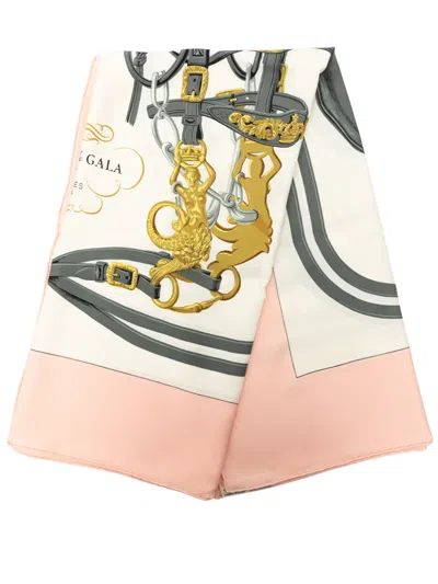 Pre-owned Hermes 1957 Brides De Gala Silk Scarf 90 Scarves In White