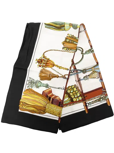 Pre-owned Hermes 1960 Passementerie Silk Scarf 90 Scarves In White