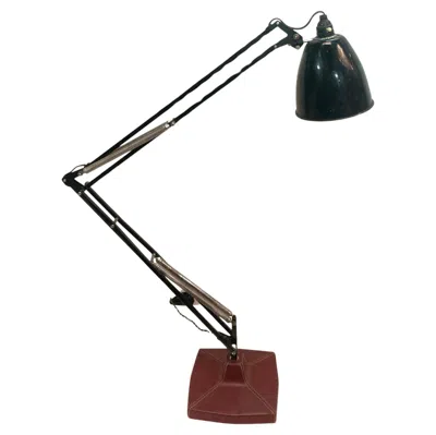 Pre-owned Hermes 1960's Stitched Leather Architect Lamp By Maison Hermès In Black