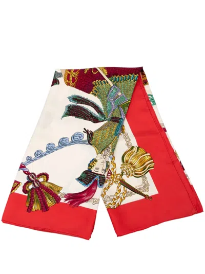 Pre-owned Hermes 1960-2020 Le Timbalier Silk Scarf 90 Scarves In Red