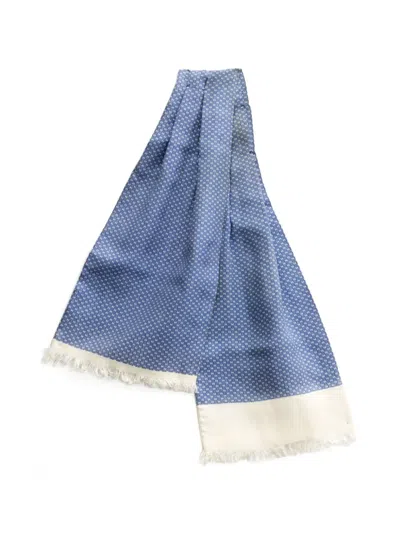 Pre-owned Hermes 1960s H-pattern Silk Ascot In Blue