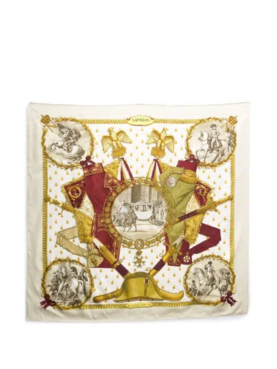 Pre-owned Hermes 1960s Napoleon By Philippe Ledoux Scarf In Neutrals