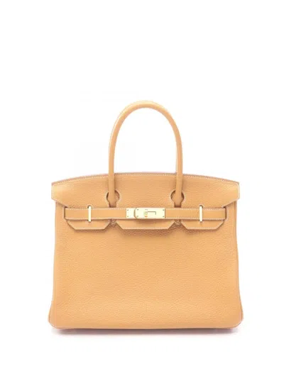 Pre-owned Hermes 1962 Clemence Birkin 30 Handbag In Brown