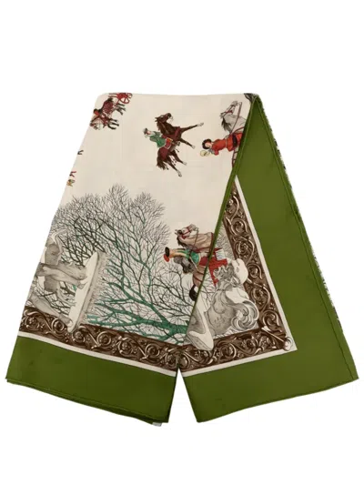 Pre-owned Hermes 1968-1969 L Hiver Silk Scarf 90 Scarves In Neutral