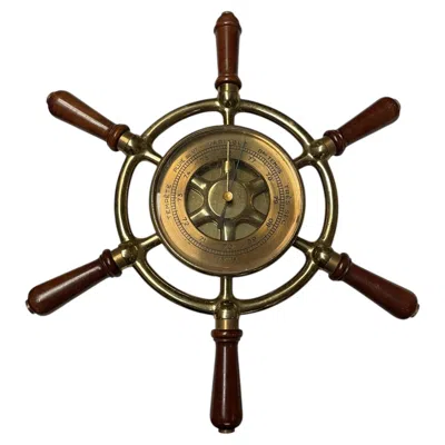 Pre-owned Hermes 1970's Wood And Bronze Compass By Hermès In Brown