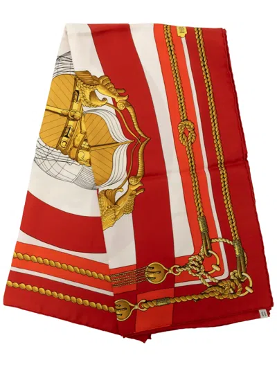 Pre-owned Hermes 1970-2000 Chateaux D Arriere Silk Scarf 90 Scarves In Multicolour