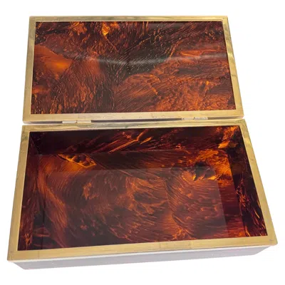 Pre-owned Hermes 1970s Faux Tortoise Decorative Box  Style In Brown