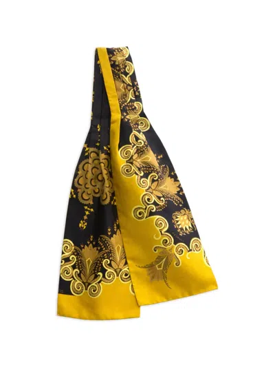 Pre-owned Hermes 1970s Floral-print Silk Scarf In Black