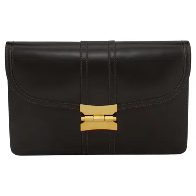 Pre-owned Hermes 1970s  'mephisto" Brown Leather Bag/clutch