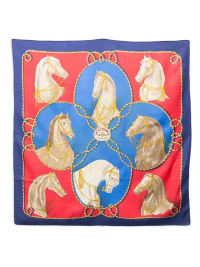 Pre-owned Hermes 1974 Brides Legers Scarf In Blue