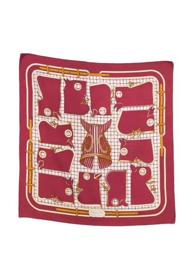 Pre-owned Hermes 1974 Camails Silk Scarf In Red