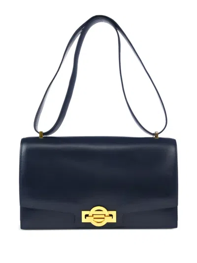 Pre-owned Hermes 1977 Calf Leather Olympie Shoulder Bag In Blue