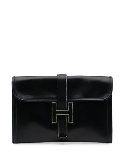 Pre-owned Hermes 1978 Box Calf Jige 29 Clutch Bag