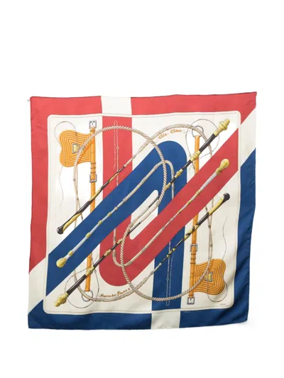 Pre-owned Hermes 1979 Clic Clac Silk Scarf In Neutral