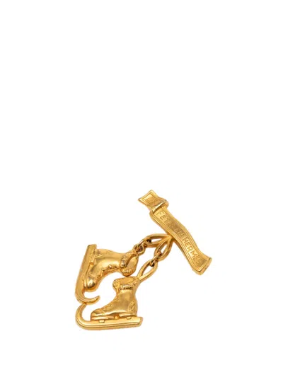 Pre-owned Hermes 1980 Gold Plated Les Fetes En  Pin Brooch Costume Brooch