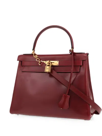 Pre-owned Hermes 1980 Kelly 28 Tote Bag In Red