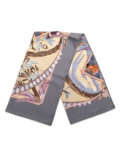 Pre-owned Hermes 1980-2000 Amazonia Silk Scarf 90 Scarves In Gray