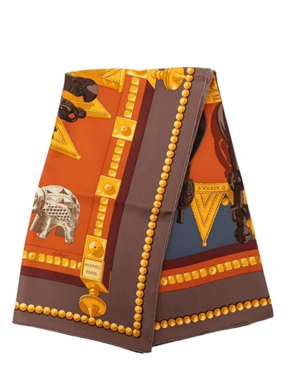 Pre-owned Hermes 1980-2000 Cuillers D Afrique Silk Scarf 90 Scarves In Multi