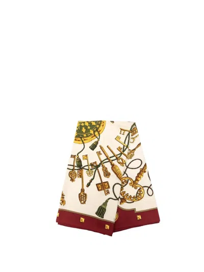Pre-owned Hermes 1980-2000 Les Cles Silk Scarf 90 Scarves In Red