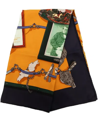 Pre-owned Hermes 1980-2000 Memoire D  Silk Scarf 90 Scarves In Orange
