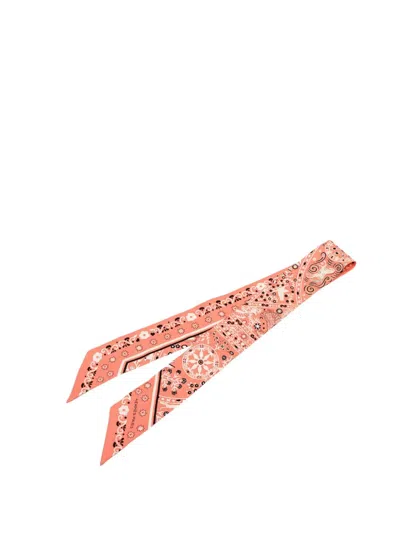 Pre-owned Hermes 1980-2000 Peuple Du Vent Bandana Twilly Silk Scarf Scarves In Pink