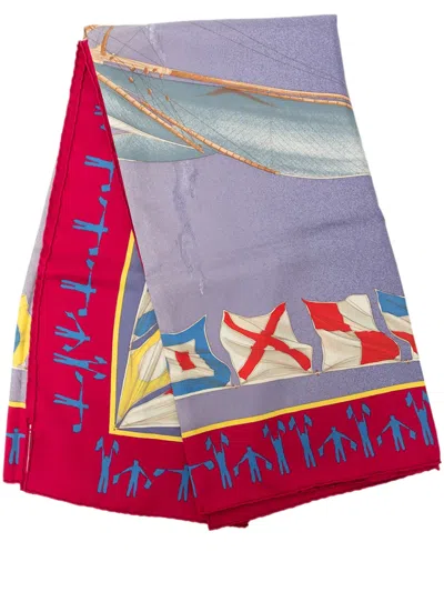 Pre-owned Hermes 1980-2010 En Course Silk Scarf 90 Scarves In Multicolour