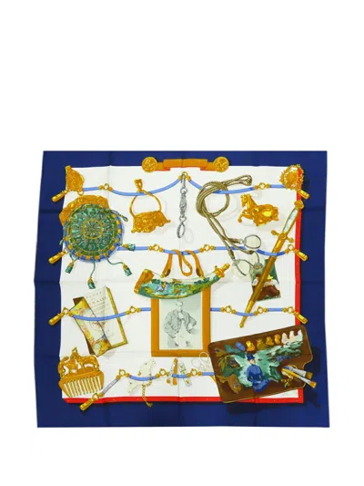 Pre-owned Hermes 1980-2010 Memoire D  Silk Scarf 90 Scarves In Blue