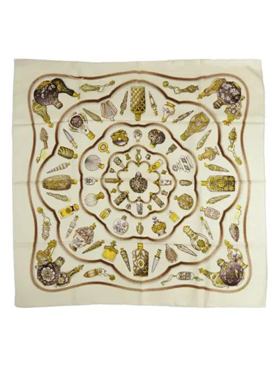 Pre-owned Hermes 1980-2010 Qu Importe Le Flacon Silk Scarf 90 Scarves In Brown