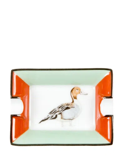 Pre-owned Hermes 1980s Duck Porcelain Ashtray In Green