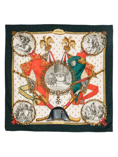 Pre-owned Hermes 1980s Napoleon 90 Scarf In Green