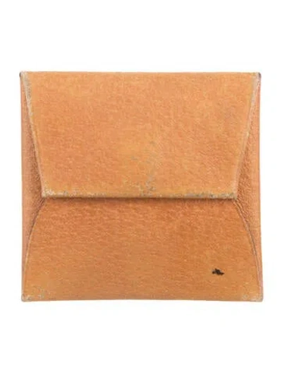 Pre-owned Hermes 1983 Bastia Coin Pouch In Neutrals