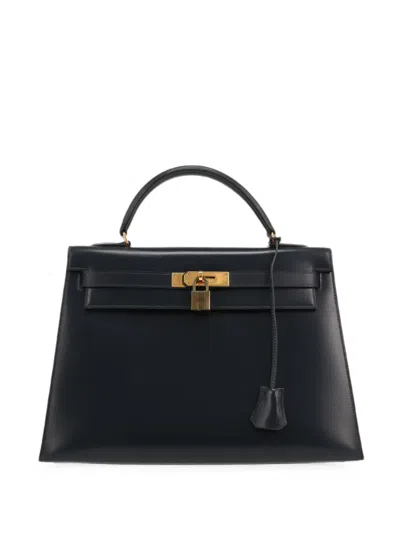 Pre-owned Hermes 1984 32 Kelly Tote Bag In Blue