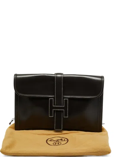 Pre-owned Hermes 1985 29 Jige Elan Clutch Bag In Brown
