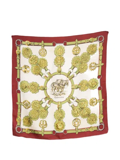 Pre-owned Hermes 1985 Cuivreries Silk Scarf In Neutral