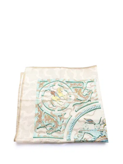 Pre-owned Hermes 1986-1998 Alfred De Dreux Peintre Du Cheval Silk Scarf Scarves In Brown