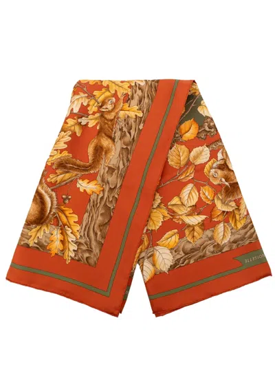 Pre-owned Hermes 1986-1998 Casse Noisette Silk Scarf 90 Scarves In Orange