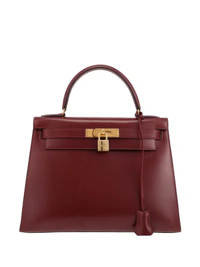 Pre-owned Hermes 1988 28 Kelly Handbag In Red