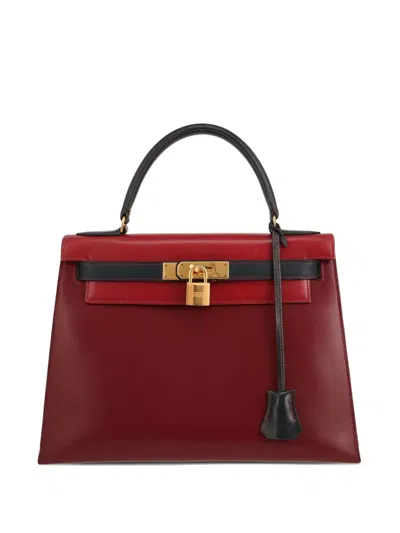 Pre-owned Hermes 1988 Kelly 28 Leather Tote Bag In Red