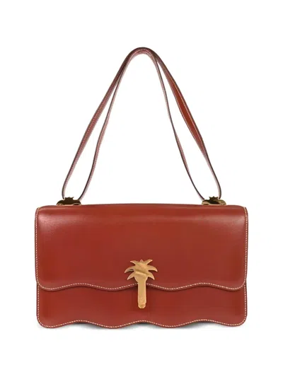 Pre-owned Hermes 1988 Palm Tree Leather Shoulder Bag In Brown