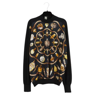 Pre-owned Hermes Hermès 1988 Pull Twillaine Fr42 Flacon Black Cashmere Sweater Uk12 Us10