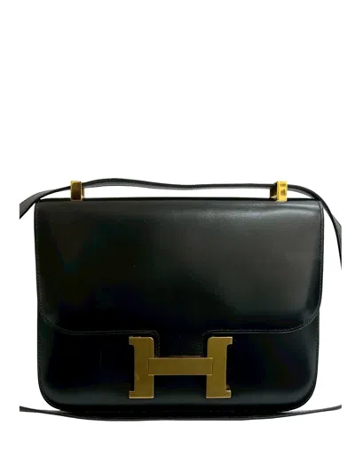 Pre-owned Hermes 1989 Box Calf Constance 23 Crossbody Bag In Black