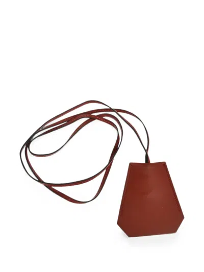 Pre-owned Hermes 1989 Clochette Necklace Pendant In Red