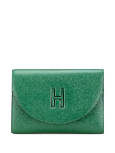 Pre-owned Hermes 1989 Epsom H Gaine Clutch Bag In Green
