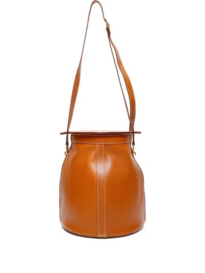 Pre-owned Hermes 1989 Farming Leather Shoulder Bag In Orange