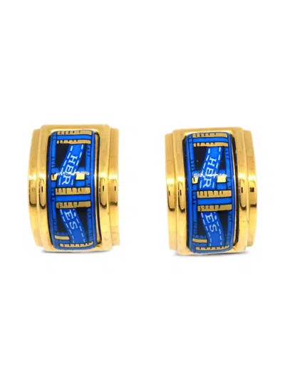 Pre-owned Hermes 1990-2000 Cloisonne Ware Earrings In Gold
