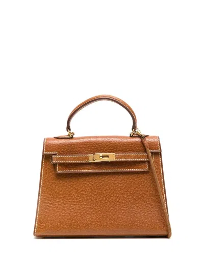 Pre-owned Hermes 1990-2000 Mini Kelly Séllier Two-way Bag In Brown