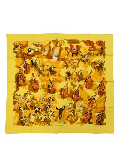 Pre-owned Hermes 1990-2000s Carré 90 Concerto Scarf In Yellow